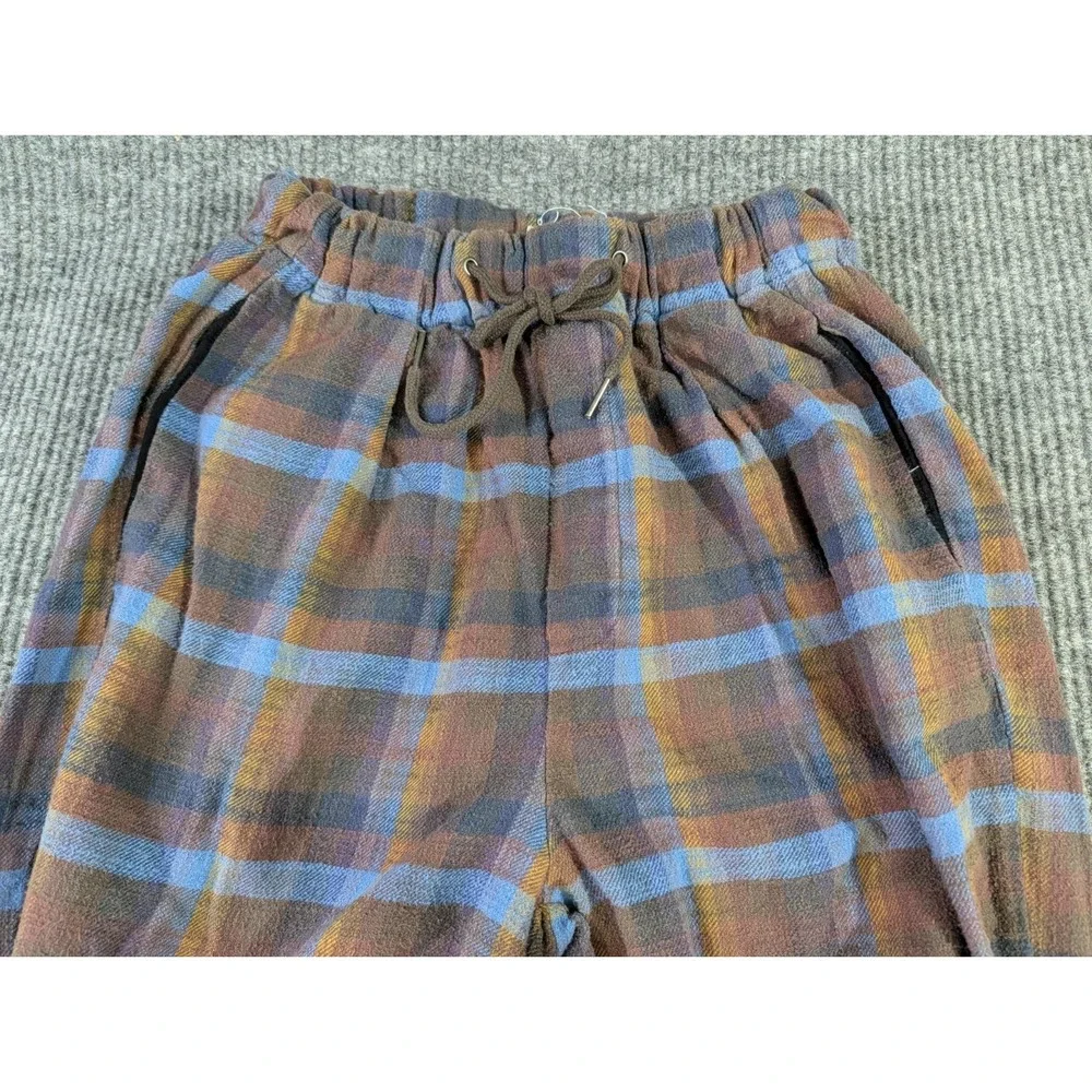 Urban Outfitters Zoe Jogger Pant Women XS Brown Blue Plaid Flannel Gorpcore
